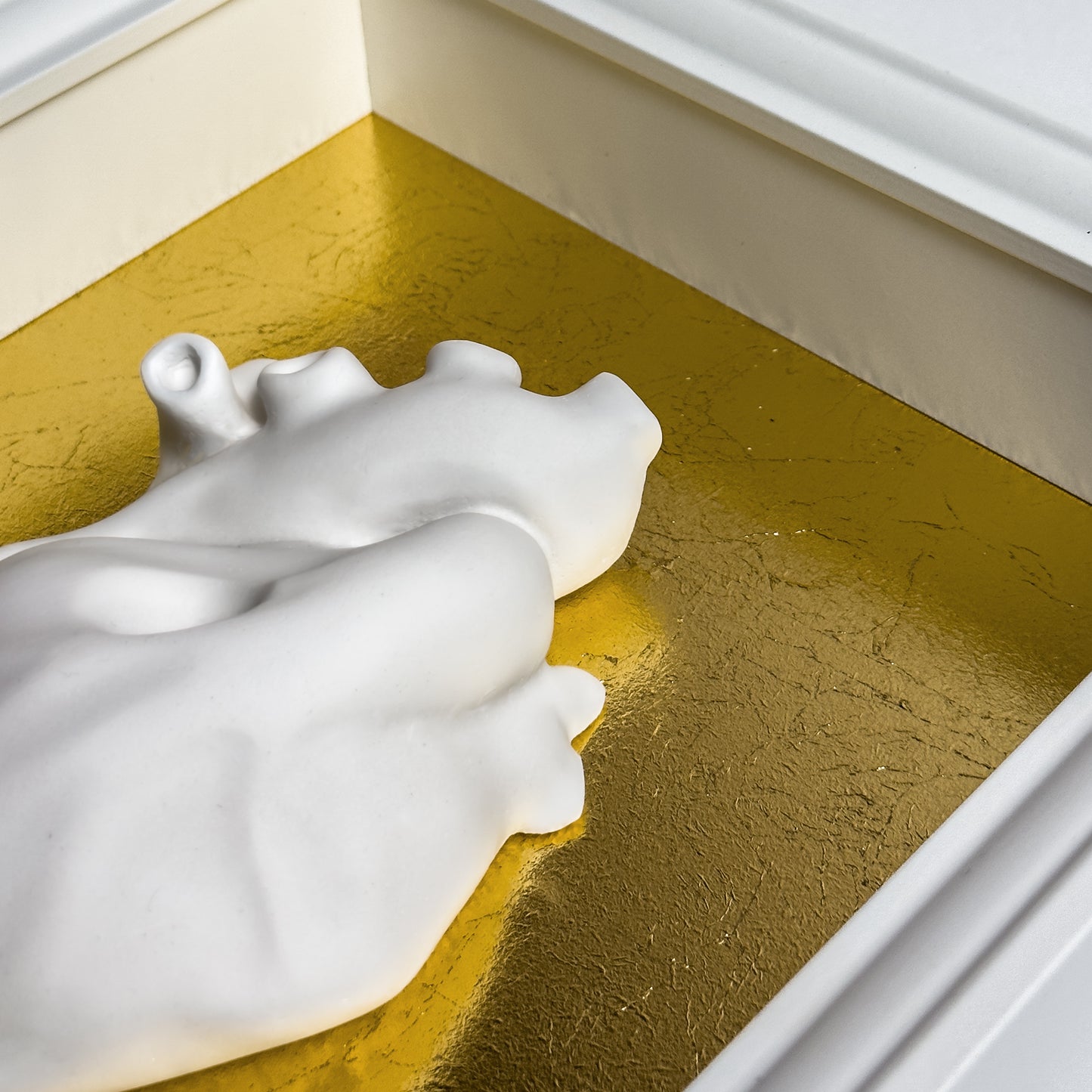 Cuore Anatomico "Tu" con Cornice e Foglia d'Oro