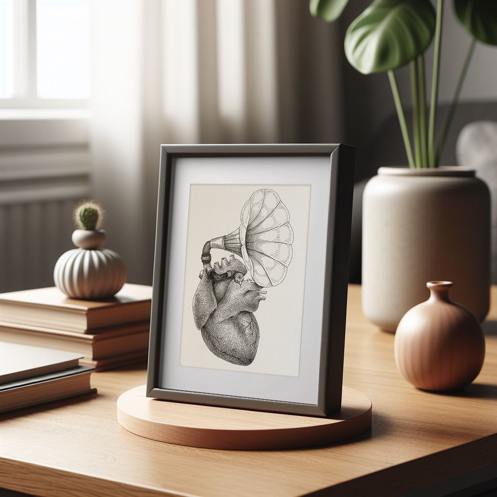 Illustrazione Cuore Grammofono