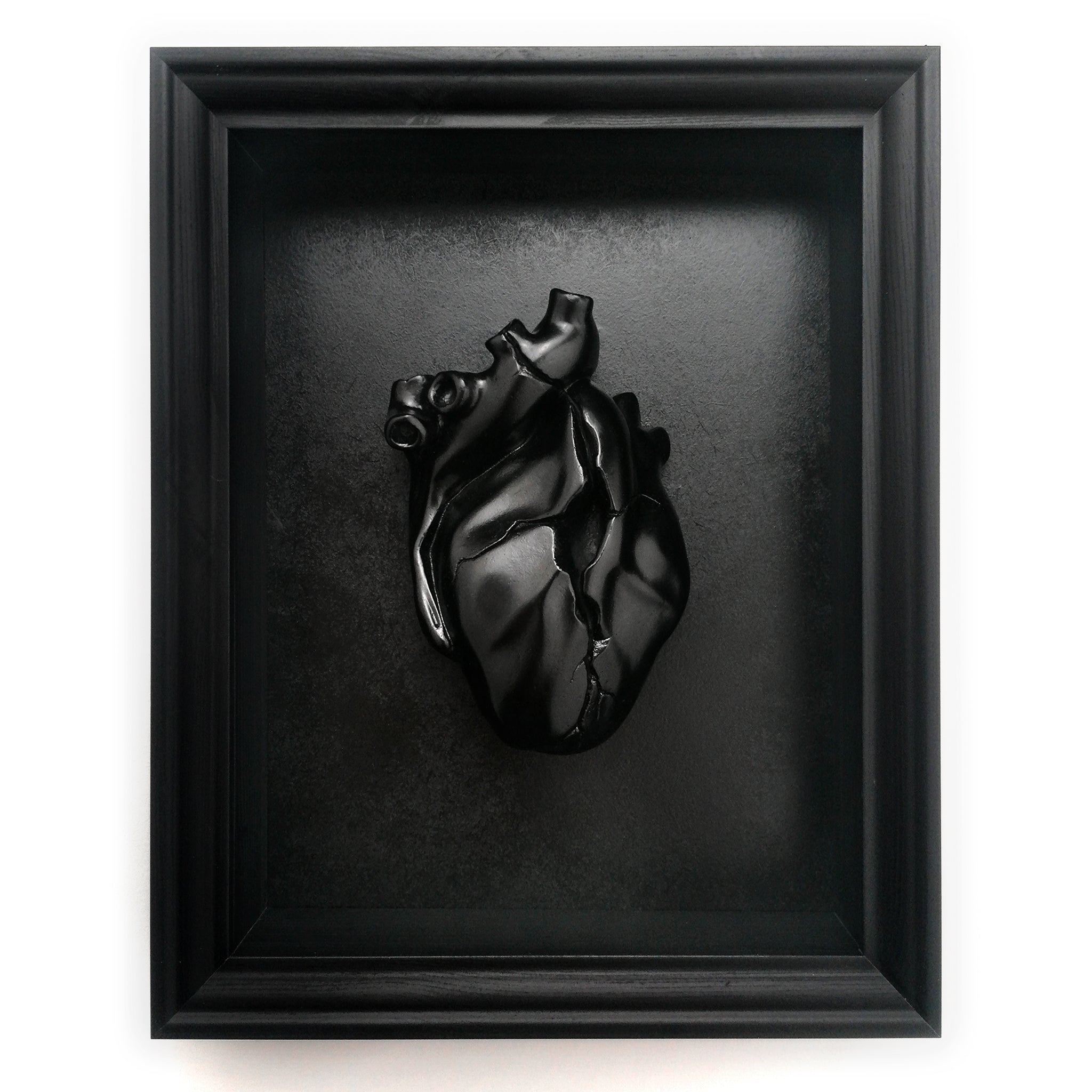 Cuore Anatomico Crepacuore Nero Con Cornice