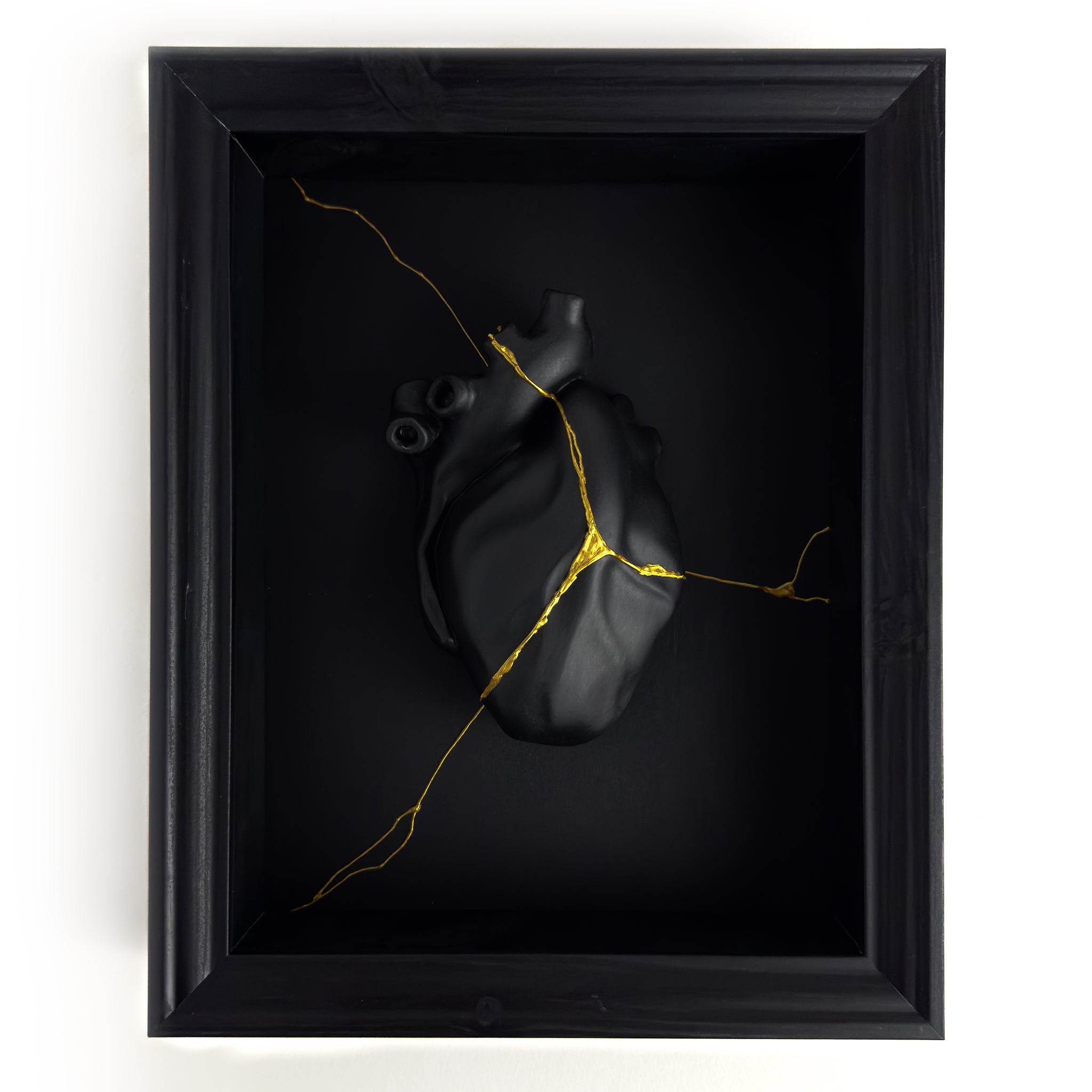 Cuore Anatomico Kintsugi Nero Con Cornice