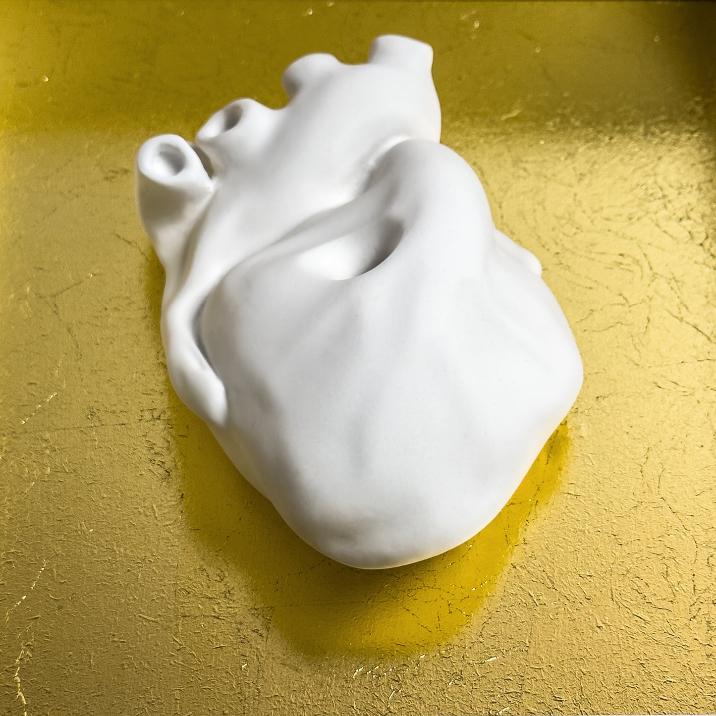 Cuore Anatomico "Tu" con Cornice e Foglia d'Oro