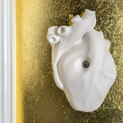 Cuore Anatomico "Tu" con Cornice e Foglia d'Oro