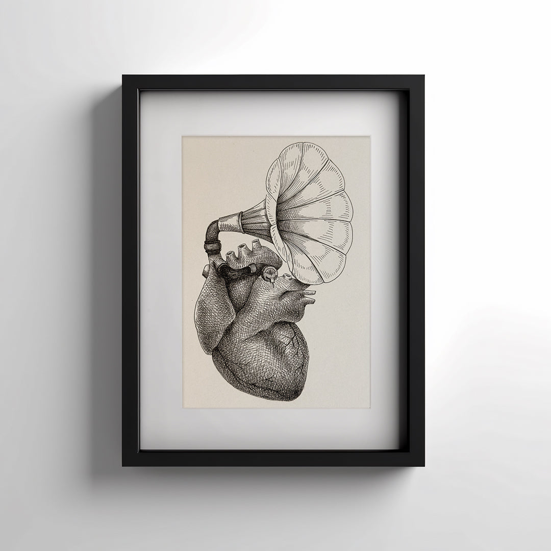Illustrazione Cuore Grammofono