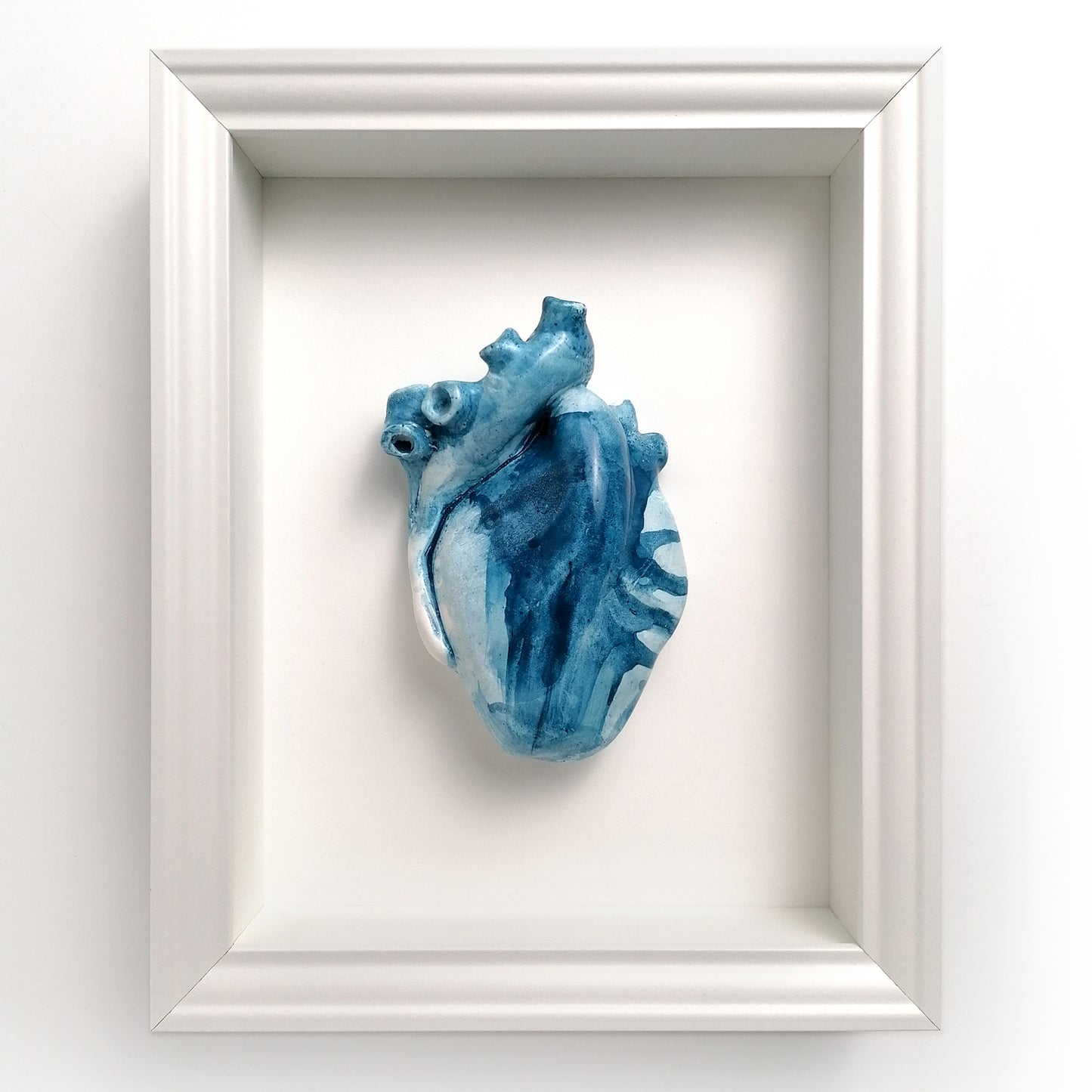 Cuore Anatomico Watercolor Blue Con Cornice